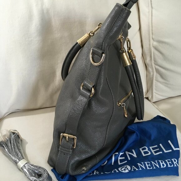 Kristen Bell for Erica Anenberg Gray Pebbled Leather Tote Boho W/ Dustbag - Picture 3 of 12